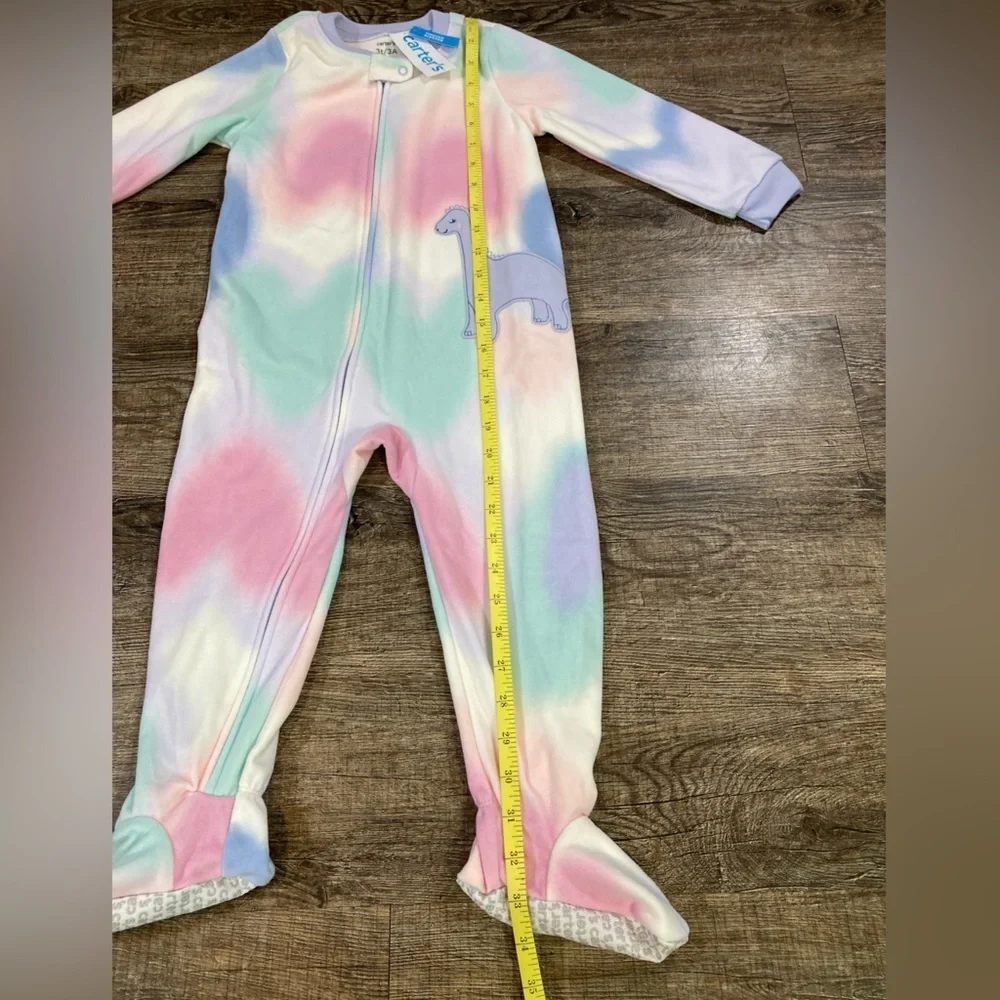 Carter’s Girls Footed Fleece Pajamas Pastel Pink Purple Dinosaur Size 3T